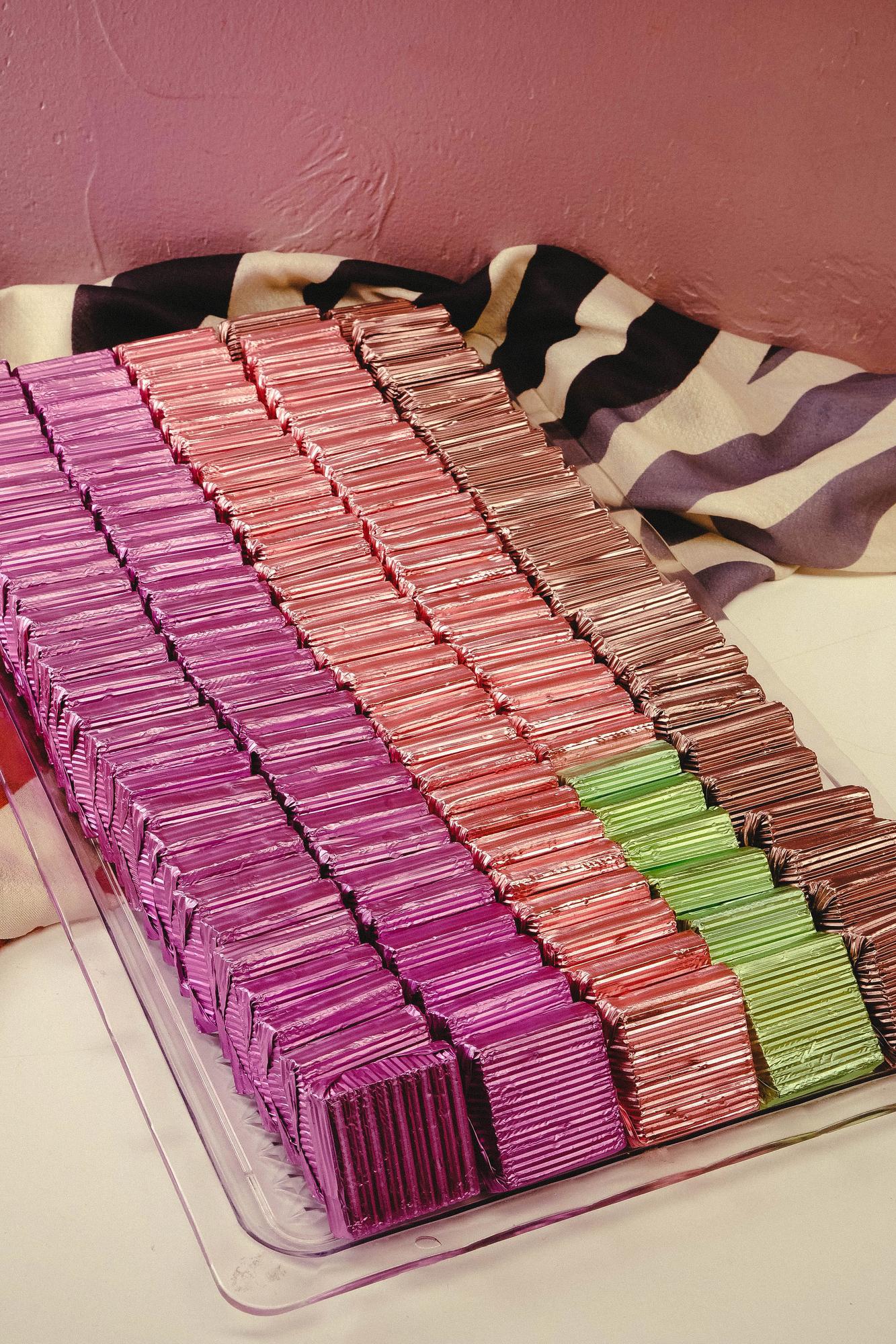 thread spools and sample swatches